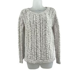 Vince Heather Grey Pullover Open Cable Chunky Knit Sweater Women XS Long Sleeve